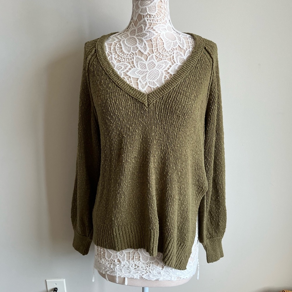 Free People Oversized Olive Green Sweater
